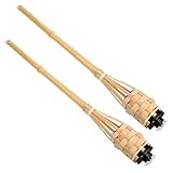 Toddmomy Gartenfackel 2 Stück aus Bambus mit Flackerndem Licht Dekorative Fackeln für Hochzeiten Festivals und Außenbereiche Einfache Montage und Wetterfest