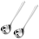 2 Stück Klein Schöpflöffel Suppenlöffel SUS304 Edelstahl Suppenlöffel 20cm Saucenlöffel Spülmaschinengeeignet（helles Licht，Fischschuppenmuster） (B)