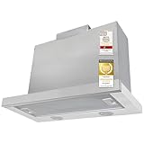 Exquisit Dunstabzugshaube FSH62-21 | Flachschirm Abzugshaube | Energieffizienzklasse C | Weiß-Inox | 60cm breit | Einbaugerät | Aktivkohlefilter