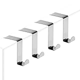 Minismus Türhaken zum Einhängen – Edelstahl Kleiderhaken Tür – Einzeln verwendbare Türgarderobe Haken Garderobenhaken – Aufhängehaken – Einhängehaken 4er Set (Silber)