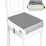 Sitzerhöhung Stuhl Kind,Waschbar Zerlegbar Tragbare Sitzerhöhung, Kleinkinder Esszimmerstuhl ErhöHen Pad Esszimmer Boostersitze mit 2 Sicherheitsschnalle Gurte Kindersitzkissen (Grau)