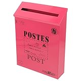 jojofuny Wandbriefkasten Vintage Aus Retro Stil Briefkasten Mit Schloss Kreative Wandmontage ändlicher Look Rosarot Inklusive Zeitungsrolle Und Namensschild