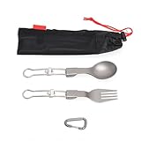Klappende Reise Camping Castlery Set Tragbares Utensil Leichter Gewichtsmetallgabel Löffel Außenputzschale Geschirrspüler Safe