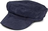 styleBREAKER Damen Ballonmütze in weicher Veloursleder Optik, Schirmmütze, Bakerboy Schiebermütze, Newsboy Cap 04023091, Farbe:Dunkelblau
