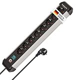 Brennenstuhl Premium-Alu-Line Steckdosenleiste 8-Fach/Steckerleiste aus hochwertigem Aluminium (Mehrfachsteckdose mit Schalter und 3m Kabel, Made in Germany)