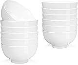 Lawei 12 Stück Porzellanschalen 300ml Keramik Dessertschale Müslischalen Salatschüsseln Rund Dessertschüssel Porzellan Dipschalen für Eiscreme, Dessert, Nachtisch, Milk, Weiß
