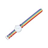 ibasenice Unisex Quarzuhr mit Regenbogenarmband Dünne Leise Armbanduhr Modische Handgelenkdekoration Silbernes Gehäuse Vielseitig für Alltag und Geschenk