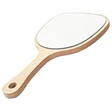 AUTSUPPL Damen Handspiegel Aus Holz Mit Griff Mittelgroßer Badezimmerspiegel Zur Wandmontage Ideal Für Make Up Zu Hause Oder Unterwegs Mit Praktischem Hakenloch Für Einfachen Gebrauch