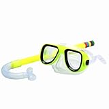 Alomejor Tauchmaske, Schnorchelset aus PVC-Silikonmaterial Zum Schwimmen und Schnorcheln mit Sicherheitserinnerung in Leuchtenden Farben (Yellow)