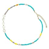 CALLARON Perlenkette Damen Herz Kette Beaded Necklace Für Frauen Und ädchen Romantisches Für Valentinstag Stilvolle Kette Mit Herzperlen Einzigartiger Schmuck Für Besondere
