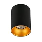 EDO Aufbauspot GU10 ZAMA Deckenspot Schwarz Gold Rund - Aufbaustrahler Aufbauleuchte Deckenleuchte - Ø80x110mm Aufputz Spot 230V - Deckenlampe - Aluminium Downlight für Schlafzimmer Wohnzimmer