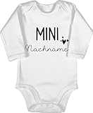 Body langarm Mädchen Junge - Zur - Mini Nachname | Schwangerschaft verkünden Geschenk Geburt Baby - 12/18 Monate - Weiß - personalisierte bodys neugeborenen strampler für jungen geburtsgeschenk