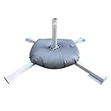 Faltbarer Sonnenschirmständer aus Metall, Kreuzsockel, freischwingend, Terrassenschirmständer, Sonnenschirmständer, Halterung mit Wasserbeutel, Weiß