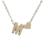 Generisch Kette Buchstabe Halskette Mit Gravur Herzanhänger Perlenkette Mit Anhänger Herzkette Gold Personalisierte Personalisierte Kette Halskette Jungen Teenager Schutzengel Kette Damen Silberkette