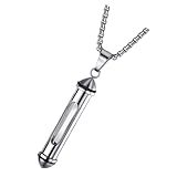 SOLUSTRE Titanstahl Urnen Halskette für Männer Zylinder Gedenkanhänger Aschebehälter mit Kette 55cm Urnenkette zur Aufbewahrung von Asche Haaren und Erinnerungen