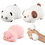 3 Stück Squeeze Spielzeug, Welpen, Panda, Schwein, Quetschspielzeug, Anti-Stress-Bälle, Tiere, Squeeze Spielzeug, niedliches Squeeze Tierspielzeug, weich, Anti-Stress-Spielzeug für Erwachsene & Kinder
