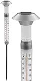 XXL Außenthermometer mit Solar Leuchte - 97 cm - Gartenthermometer mit Erdspieß und Beleuchtung - Outdoor Thermometer klassisches Design für Garten Balkon Terrasse