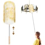 Staubwedel Lang Ausziehbar, Ausziehbarer Griff Staubwischer, Staubwedel Teleskop StaubwedelWaschbar Spinnenwebenentferner für Hohe Decken, Spinnwebenbesen für Zuhause, Auto, Büroreinigung(130 cm)