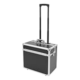 RUETERY Rollkoffer Klein, Rollbarer Aktenkoffer Aluminium, 48.5cm Dokumentenkoffer mit 4 Schlössern & Teleskopstange, Traglast 20kg Alukoffer mit Rollen für Büro & Geschäftsreisen