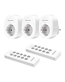 DEWENWILS Funksteckdosen mit Fernbedienung, Funksteckdosenset 2300W, 30M Reichweite Funksteckdosen für Feiertagsdeko, Programmierbar und Erweiterbar, 3er Steckdosen und 2er Fernbedienung, Weiß