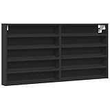 vidaXL Vitrinenschrank, Sammlervitrine 10 Ablagen, Hängevitrine Wandregal für Wohnzimmer, Glasvitrine Wandvitrine Hängeregal, Schwarz Holzwerkstoff
