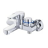 ROVOGO Badewannenarmatur, Aufgerüstet Messing Drehbare Umsteller, Badewanne armatur für Wandmontage, Einhand Wannenarmatur Chrom