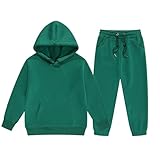 Kinder Winter Europa und die Vereinigten Staaten Jungen Hoodie Set Cu-Größe Kinder und Mädchen mit Kapuze Sportbekleidung mehrfarbig Junges Mädchen Outfits (Grün, 8-9 Jahre)