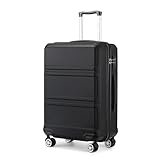 KONO Handgepäck Koffer Trolleys Leicht Hartschalenkoffer Reisekoffer mit 4 Rollen und TSA Schloss, 52x38x21cm, 36Liter, Zwillingsrollen Rollkoffer, ABS Hartschale (Schwarz, M)