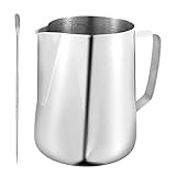 Messbecher Edelstahl 900ML mit Messung Mark Latte Art Pen Rührbecher Metall Mixbecher für Stabmixer Schlagmilch Latte Art. Tägliche Kaffeezubereitung für Cafés Restaurants Bars