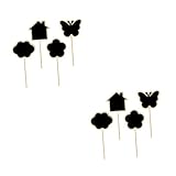 YARNOW 2 Sätze Dekorative Vignette Künstliche Pflanzen Tafelzeichen Anlage Kreidetafel Pflanzenschilder Mini-tafel Marker Für Gartenpflanzen Mini-etiketten Hölzern Black 4 Stück * 2