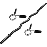 MOVIT® Profi SZ Curlstange, 30mm STANDARDNORM, Auswahl: 120cm (7kg) o. 130cm (8kg), Verchromt/Schwarz, Sternverschluss/Federverschluss, Hantel Curl Stange Hantelstange