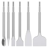 6 tlg SDS Plus Meißel Set, Fliesenmeißel für Bohrhammer 250/260mm Spatmeißel Hammer Meißel Set für Beton, Mauerwerk, Fliesen, Fliesenkleber, Naturstein