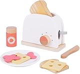 TOOKYLAND Pop Up Toaster Spielset aus Holz, Spieltoaster für Kinderküche, Spielküche aus Holz mit Zubehör (10 Stück)..