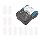 GZKDKZB bt-Drucker, tragbarer 58-mm-Thermodrucker für Quittungen, 2 Zoll, Mini-Taschendrucker für Mobilgeräte mit 11 Thermopapierrollen, USB- und kabellose BT-Verbindung, kompatibel mit Wi