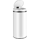 Monzana® Mülleimer Küche mit Sensor Leise 30L Edelstahl USB Ladekabel Deckel Berührungslos Abfalleimer Automatik Hygienisch Papierkorb Wasserdicht Büro Weiß Recycling