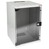 HMF 63409-07 Netzwerkschrank, Serverschrank 10 Zoll | 9 HE | 300 mm Tiefe | Voll montiert | Glastür | Lichtgrau