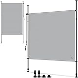 KESSER® Klemmmarkise Senkrechtmarkise 150x310cm Ausziehbar & Blickdicht Vertikalmarkise mit Handkurbel ohne Bohren Balkon-Sichtschutz & Windschutz für Garten & Terrasse Wasserfest Grau