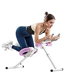 VEVOR Bauchmuskeltrainingsgerät Bauchtrainer AB-Maschine Fitnessstudio, Bauchtrainer 150 kg Gewichtskapazität, Bauchmuskeltrainer Krafttraining klappbares verstellbares Fitnessgerät Weiß + Rosa