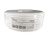 DINIC Koaxial Premium TV/SAT Verlegekabel, Antennenkabel 50m Rolle, 8K, 4K UHD, 3D, 1080p FULL HD und HDTV tauglich - Perfekt für SAT, DVB-T und CCTV Installationen