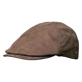Hut Styler Ledermütze Lombardo Handmade braun : Frühling : Unisex : braun : Gatsbymütze : Flatcap : Winter : Herbst : Schiebermütze : Damen : Herren Größe 55