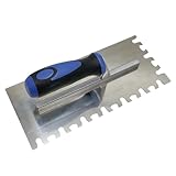 ZCHYTOOL Edelstahl Zahnspachtel Gipserspachtel Glättkelle Mit Speziellen Zahnkelle, 280 x 125 mm Zum Glätten von Mörtel Fliesen Verlegen