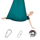 iPalamila Aerial Yoga Hängematte Set, Aerial Yoga Swing Air Fliegen, Nestschaukel, Yoga-Schaukel Hammock Swing 200 Kg Max. Tragfähigkeit Mit Beschläge, Anti-Gravity-Übungen(Grün,150x280CM)