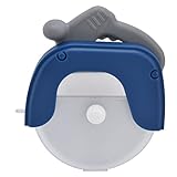 Pizzaschneiderrad aus Edelstahl, ergonomisches Design mit Klingenschutzvorrichtung zum Schneiden von Pizza, Kuchen, Waffeln, Blau, 10,8 x 12,5 cm