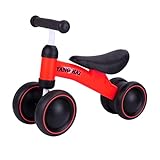 GAROZATION Kinder Allradroller Balance Bike Für Kleinkinder Walker Rutschrad Ohne Pedal Laufrad Ab 1 Jahr Rot