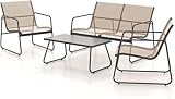 Grand patio Gartenmöbel Set 4-TLG, Textilene Balkonmöbel Set mit Tisch, Sofa und 2 Stühlen, Stahl, Sitzgruppefür Garten, Balkon, Außen (Braun)
