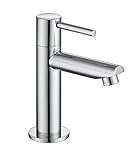 Florenta Kaltwasserhahn Gäste WC für kleine Waschbecken, Kaltwasserarmatur Waschtischarmatur aus Messing mit 50cm Anschluss, Wasserhahn Bad Einhebel für Badezimmer Chrom