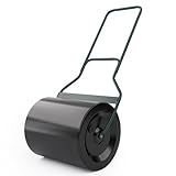 GOPLUS Garten Rasenwalze mit Schmutzabweiser, 60L Handwalze befüllbar mit Wasser & Sand, Ø 40CM Gartenwalze mit U-Griff für Gärten, Gras & Hinterhöfe, Schwarz, Grün