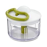 Tefal 5-Sekunden Zerkleinerer K13304, Ohne Strom, Fassungsvermögen: 500 ml, Multizerkleinerer für Gemüse, Obst, Zwiebeln, Nüsse, Knoblauch, Babynahrung, Weiß/Grün/Transparent