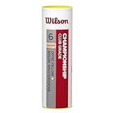 Wilson Badminton-Ball, Championship Shuttlecocks, 6-er Dose, 77 Grains, Gelb, Kunststoff/Naturkork, WRT6044YE77