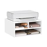 WOLTU Druckerständer, Druckertisch mit 3 Fächern, Druckerschrank 47x22,5x40 cm, Druckerregal, Druckerhalter, Schreibtischcontainer, weiß, ASK15ws
